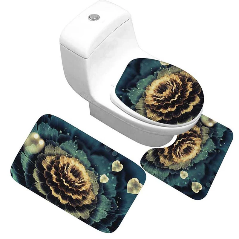 Blumenmuster Toilettenteppich Set