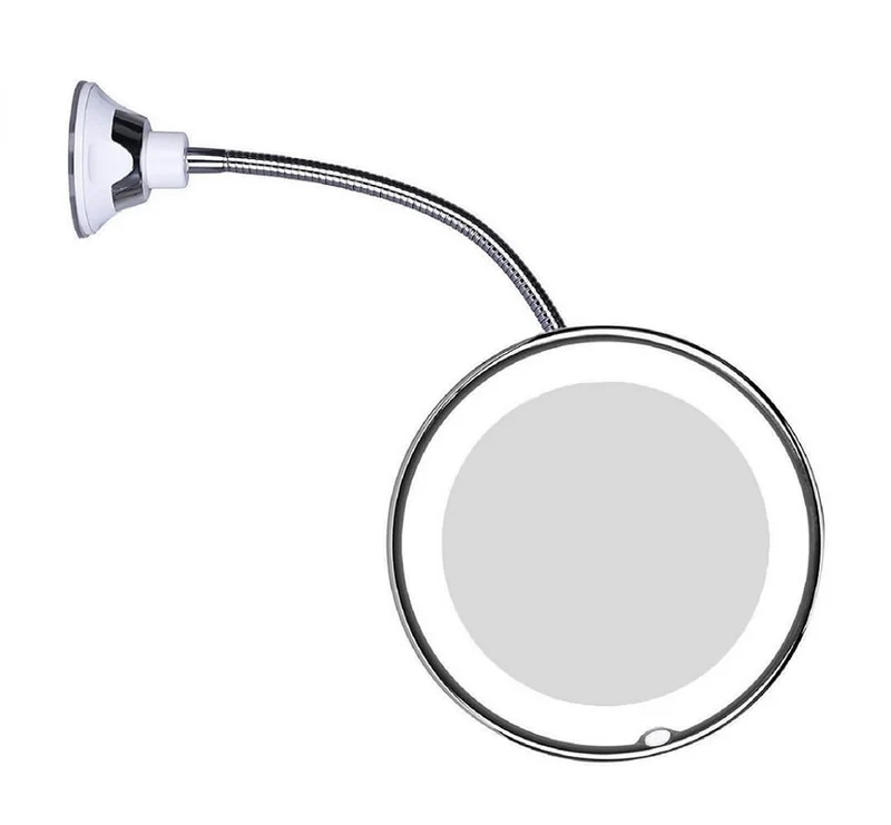 Skanto | LED-Vergrößerungsspiegel mit flexiblem Schwanenhals | 10-fache Vergrößerung | Tageslicht-LED | Kosmetikspiegel