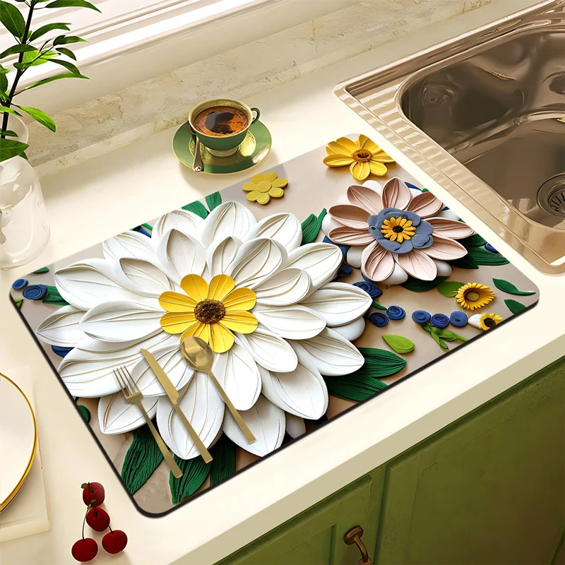Blumenmuster Anti-Rutsch Küchenmatte