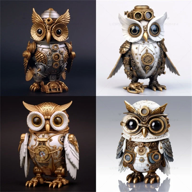 Skanto | Steampunk Eule Harz Kunstwerk Dekoration Haus Innen- und Außengarten Türdekoration Halloween Deko-Accessoire