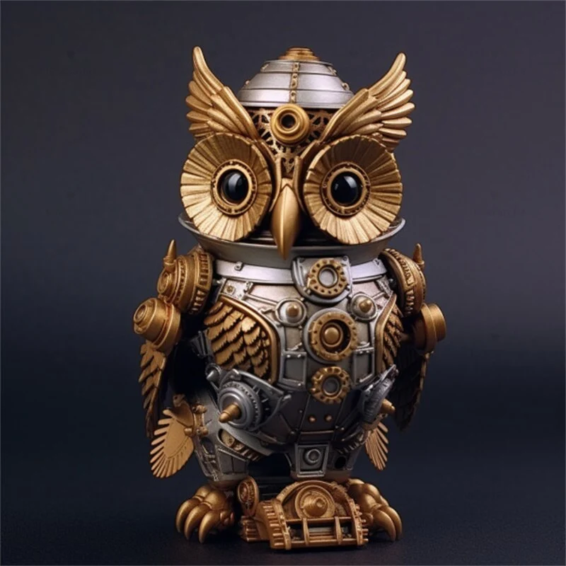 Skanto | Steampunk Eule Harz Kunstwerk Dekoration Haus Innen- und Außengarten Türdekoration Halloween Deko-Accessoire