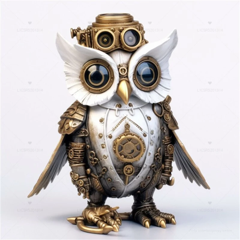 Skanto | Steampunk Eule Harz Kunstwerk Dekoration Haus Innen- und Außengarten Türdekoration Halloween Deko-Accessoire
