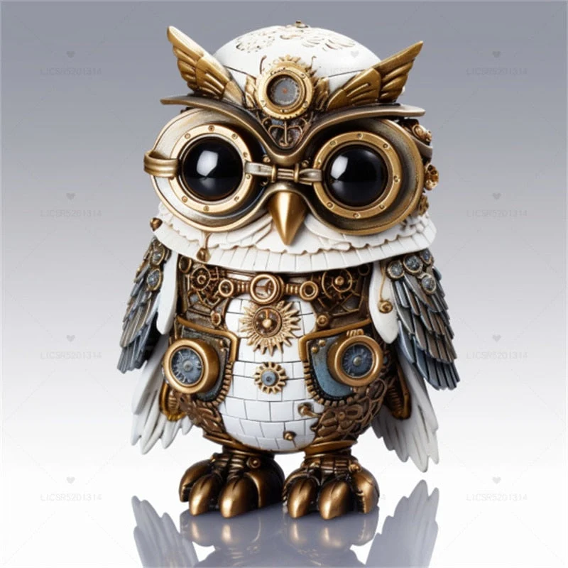 Skanto | Steampunk Eule Harz Kunstwerk Dekoration Haus Innen- und Außengarten Türdekoration Halloween Deko-Accessoire