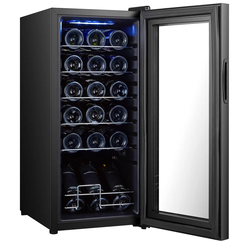50L Wine Cooler, 18 Bottles, 5-18° Freestanding Wine Fridge with Temperature Control, Black