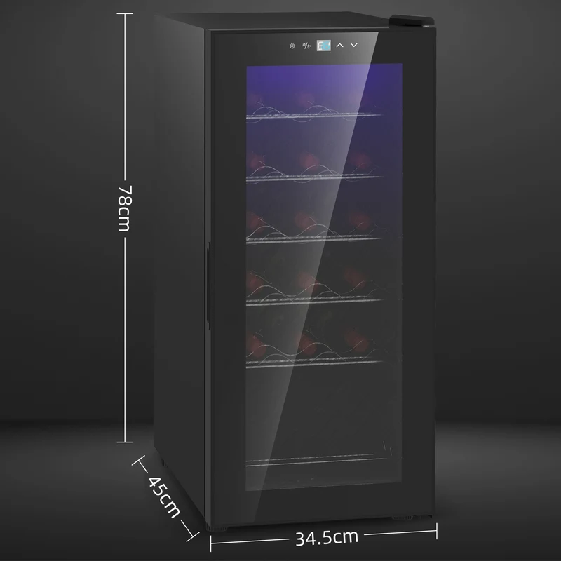 50L Wine Cooler, 18 Bottles, 5-18° Freestanding Wine Fridge with Temperature Control, Black
