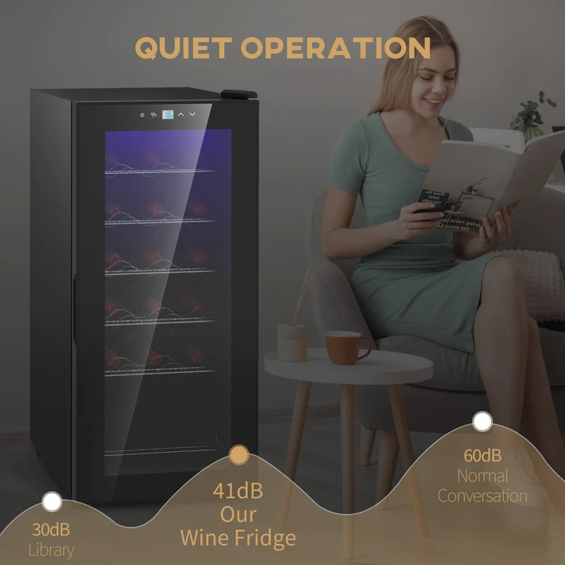 50L Wine Cooler, 18 Bottles, 5-18° Freestanding Wine Fridge with Temperature Control, Black