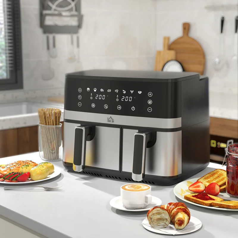 Fry Dual Zone Air Fryer with Smart Finish for Oil Free & Low Fat Healthy Cooking, 2700W