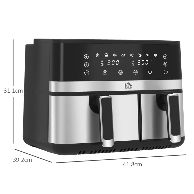 Fry Dual Zone Air Fryer with Smart Finish for Oil Free & Low Fat Healthy Cooking, 2700W