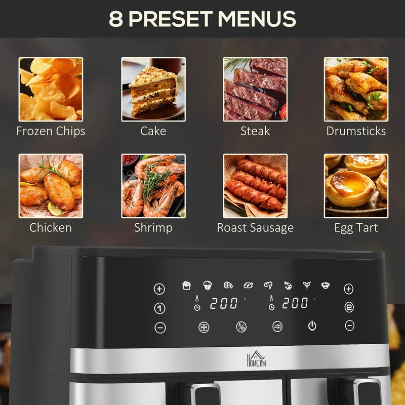 Fry Dual Zone Air Fryer with Smart Finish for Oil Free & Low Fat Healthy Cooking, 2700W
