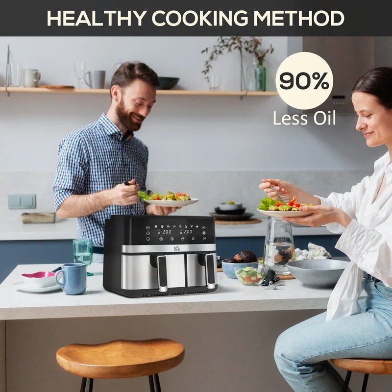 Fry Dual Zone Air Fryer with Smart Finish for Oil Free & Low Fat Healthy Cooking, 2700W