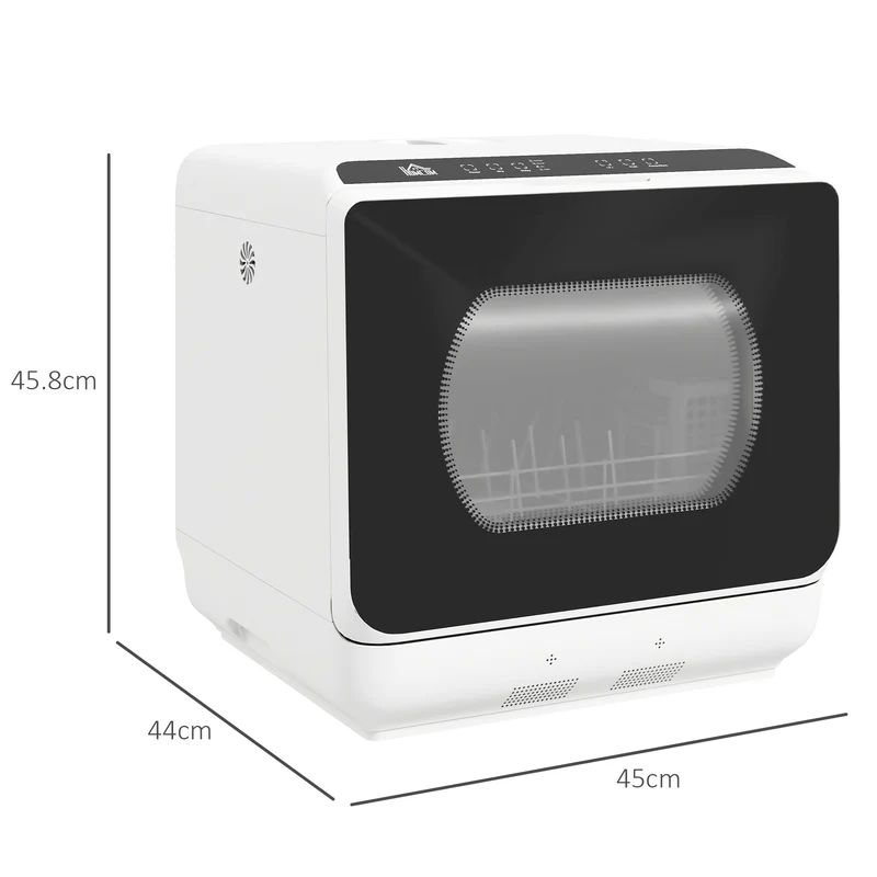 Table Top Dishwasher, Mini Countertop Dishwasher with Built-in 6L Water Tank, 6 Programs, White