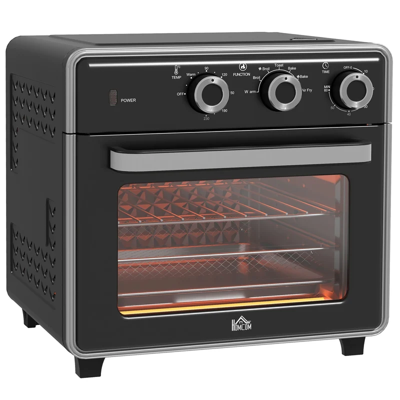 Mini Oven, 20L Air Fryer Oven with Timer, Countertop Oven w/ Double Layered Glass Door, 1400W