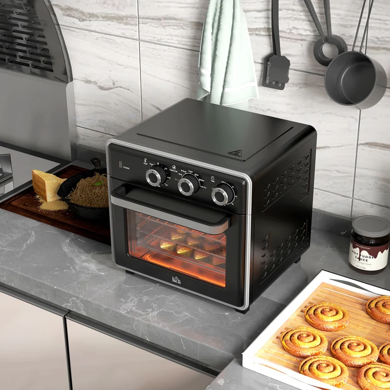 Mini Oven, 20L Air Fryer Oven with Timer, Countertop Oven w/ Double Layered Glass Door, 1400W