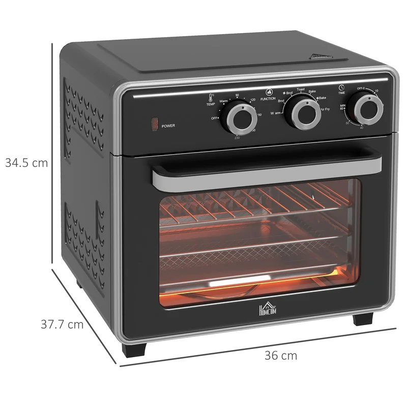 Mini Oven, 20L Air Fryer Oven with Timer, Countertop Oven w/ Double Layered Glass Door, 1400W