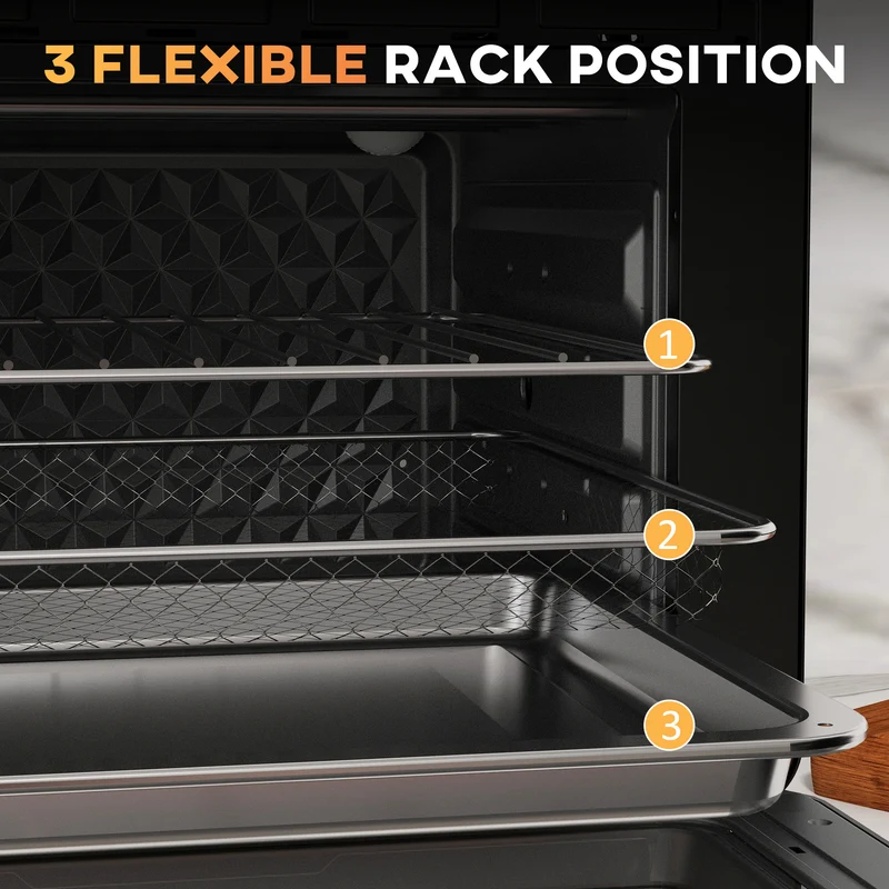 Mini Oven, 20L Air Fryer Oven with Timer, Countertop Oven w/ Double Layered Glass Door, 1400W