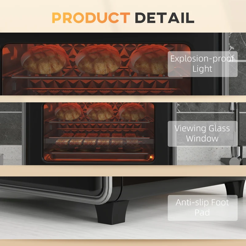 Mini Oven, 20L Air Fryer Oven with Timer, Countertop Oven w/ Double Layered Glass Door, 1400W
