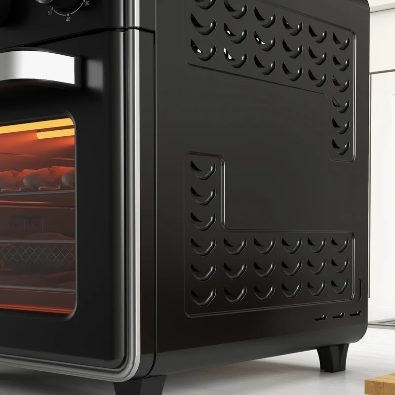 Mini Oven, 20L Air Fryer Oven with Timer, Countertop Oven w/ Double Layered Glass Door, 1400W