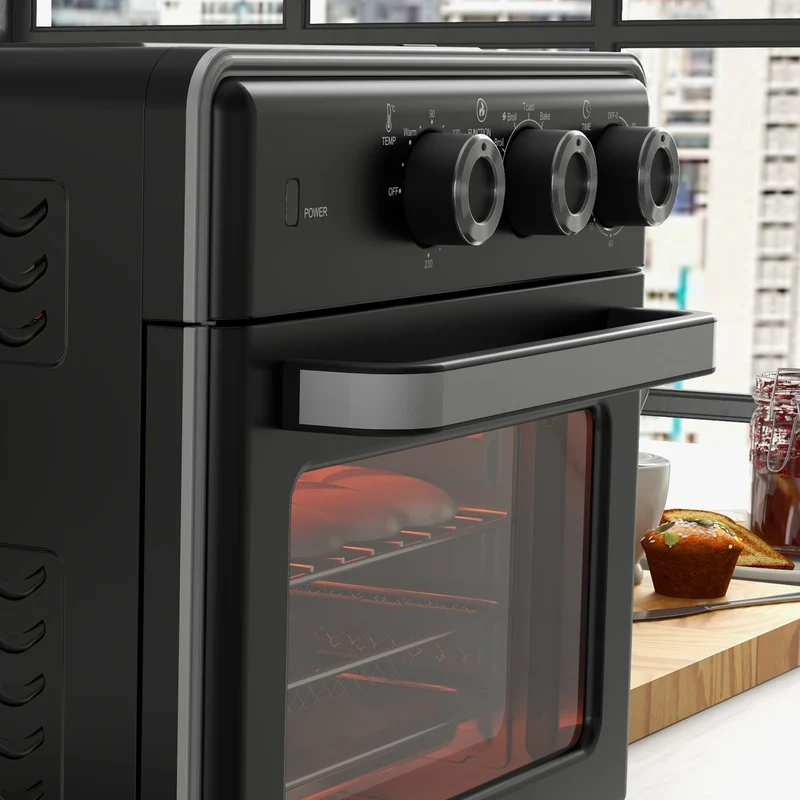 Mini Oven, 20L Air Fryer Oven with Timer, Countertop Oven w/ Double Layered Glass Door, 1400W