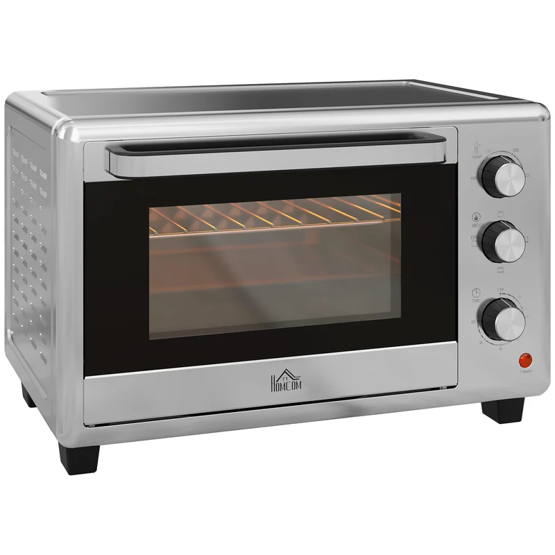30 L Mini Oven, Countertop Electric Oven with Baking Tray and Wire Rack, 1600W, Silver