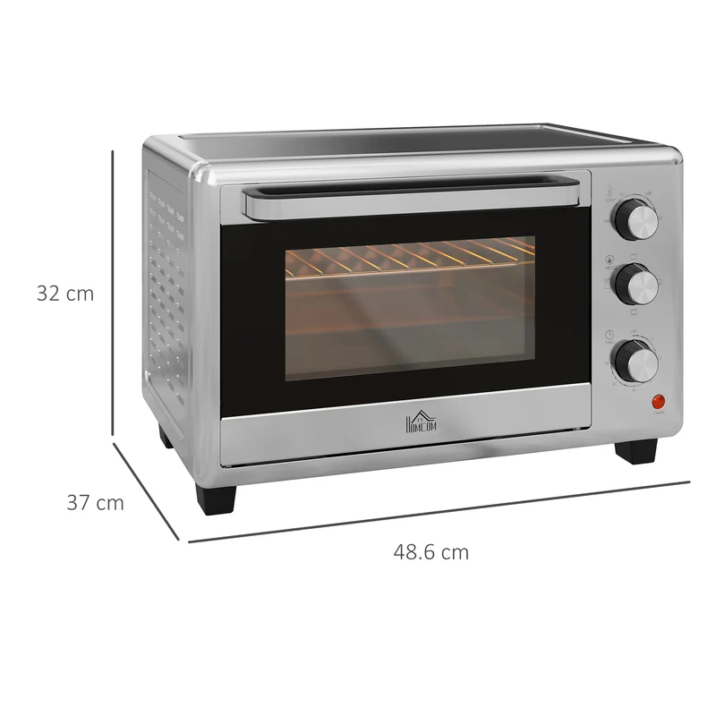 30 L Mini Oven, Countertop Electric Oven with Baking Tray and Wire Rack, 1600W, Silver