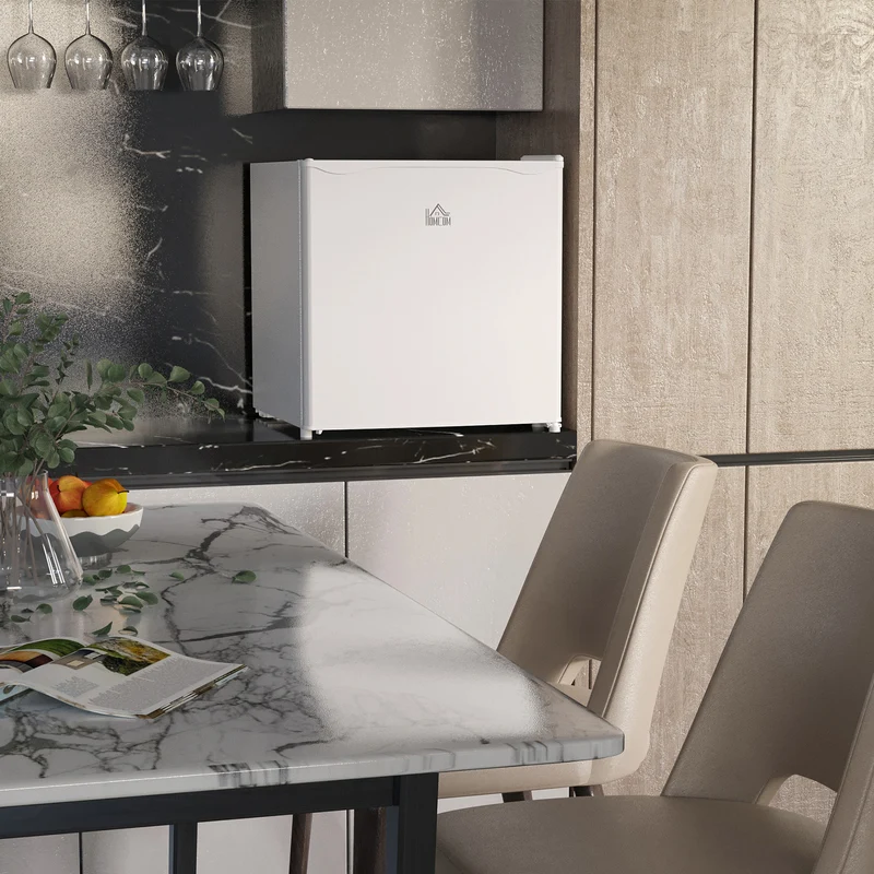 46 Litre Table Top Mini Fridge with Ice Box, Reversible Door, Adjustable Temperature, Cream