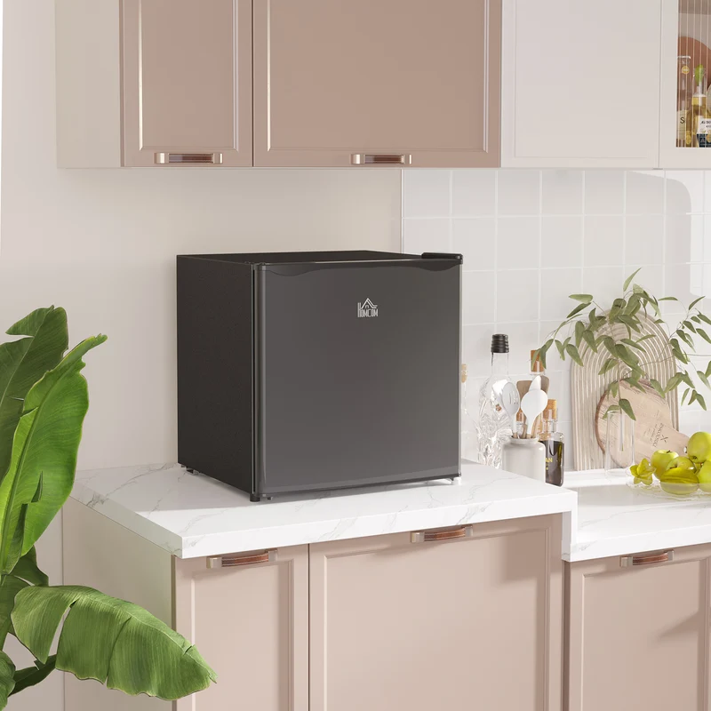 46 Litre Table Top Mini Fridge with Ice Box, Reversible Door, Adjustable Temperature, Black