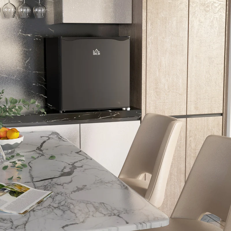 46 Litre Table Top Mini Fridge with Ice Box, Reversible Door, Adjustable Temperature, Black
