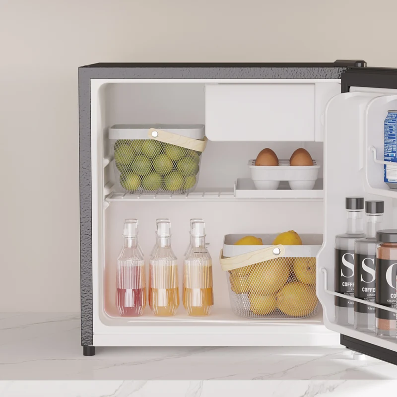 46 Litre Table Top Mini Fridge with Ice Box, Reversible Door, Adjustable Temperature, Black