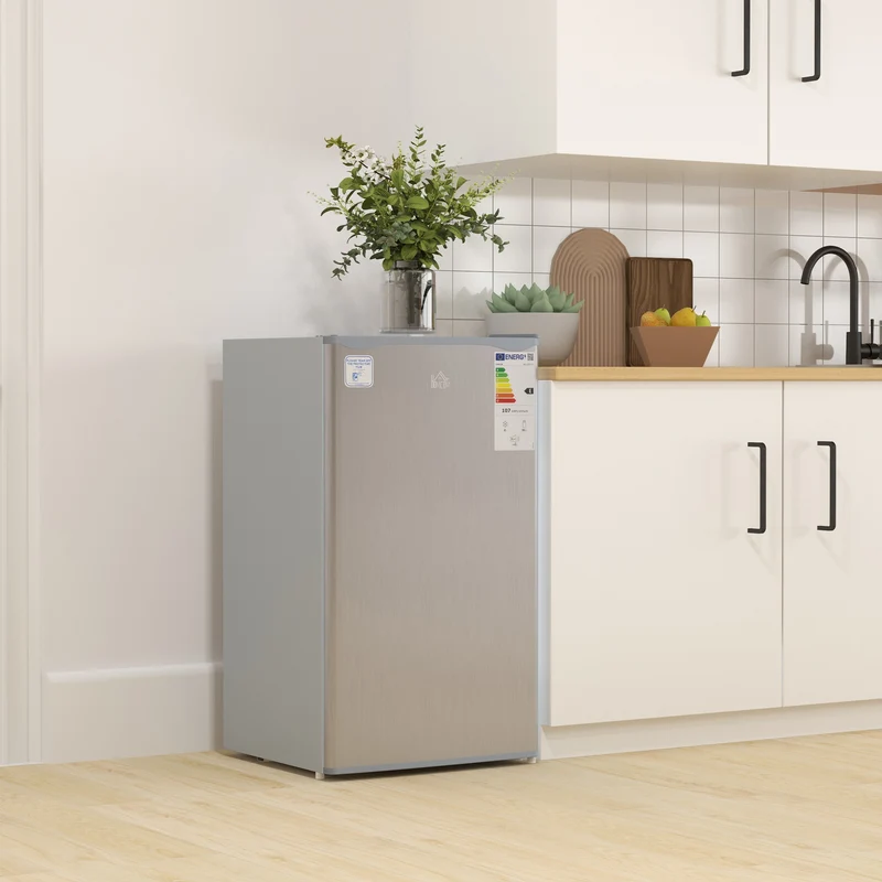 91L Freestanding Small Fridge Freezer with Chiller Box, Adjustable Thermostat, Grey