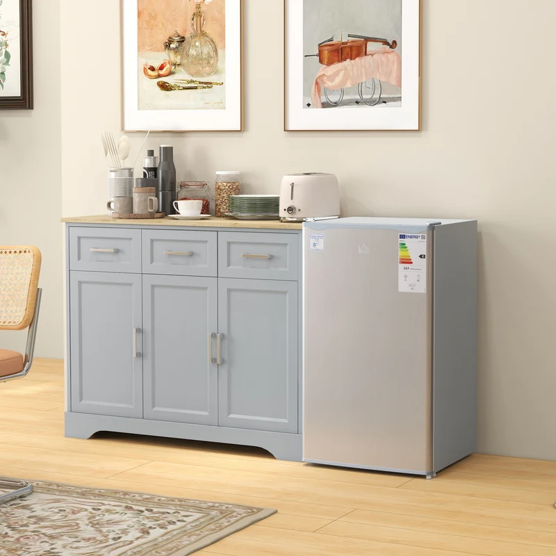 91L Freestanding Small Fridge Freezer with Chiller Box, Adjustable Thermostat, Grey
