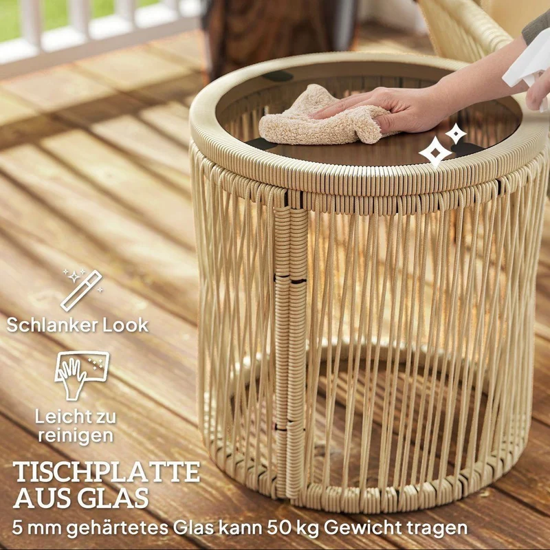 Gartenmöbel Set 3-tlg Balkon Sitzgruppe Rattan