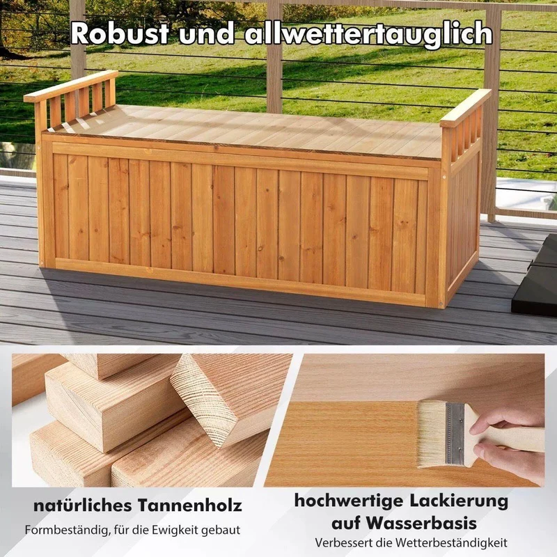 Gartenbank mit Stauraum Holz 2 Sitzer 209L