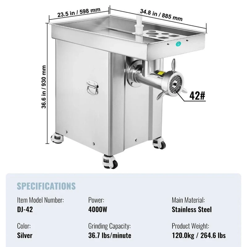 Fleischwolf 4000W 42# Edelstahl