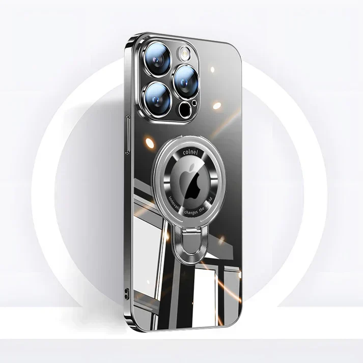 Skanto | iPhone MagSafe Serie | Transparente galvanisierte drehbare Desktop-Handyhülle