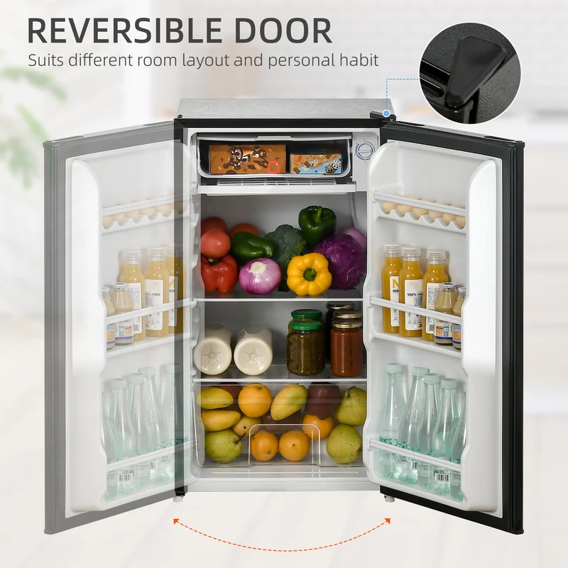 91L Freestanding Small Fridge Freezer with Chiller Box, Adjustable Thermostat, Black