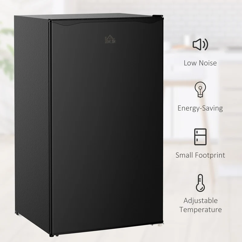 91L Freestanding Small Fridge Freezer with Chiller Box, Adjustable Thermostat, Black