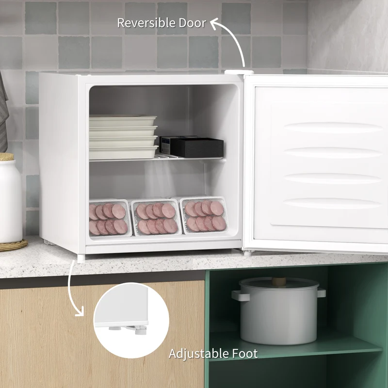35L Tabletop Mini Freezer with Reversible Door, Adjustable Temperature & Wire Shelf, White