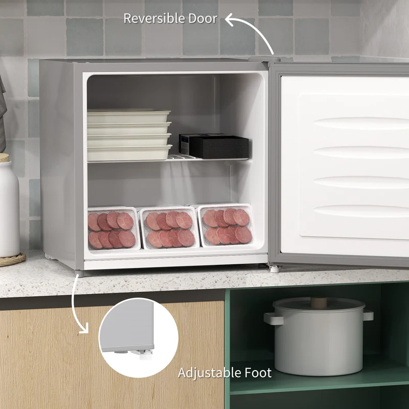 35L Tabletop Mini Freezer with Reversible Door, Adjustable Temperature & Wire Shelf, Grey