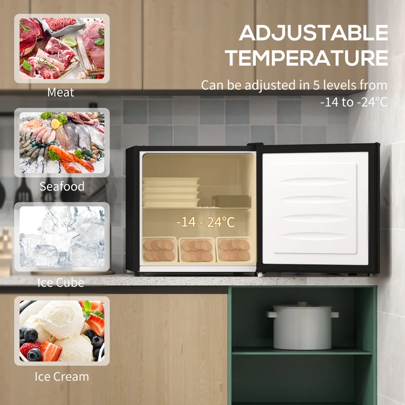 35L Tabletop Mini Freezer with Reversible Door, Adjustable Temperature & Wire Shelf, Black