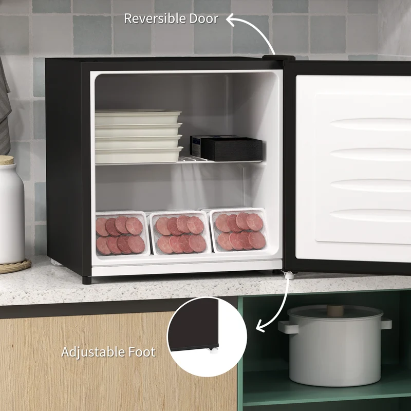 35L Tabletop Mini Freezer with Reversible Door, Adjustable Temperature & Wire Shelf, Black