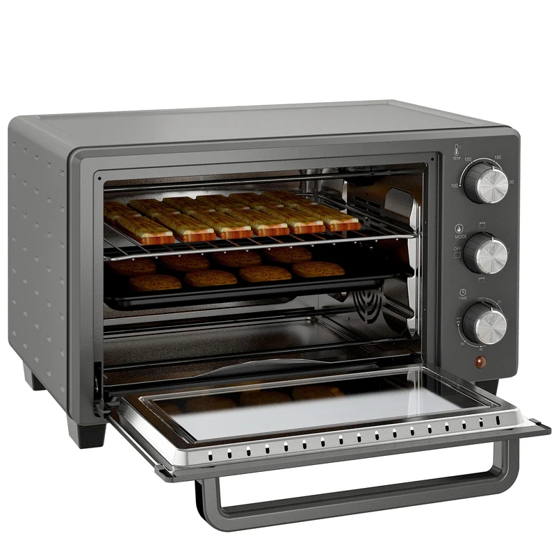 Mini Oven, 21L Countertop Electric Grill with Baking Tray and Wire Rack, 1400W, Grey