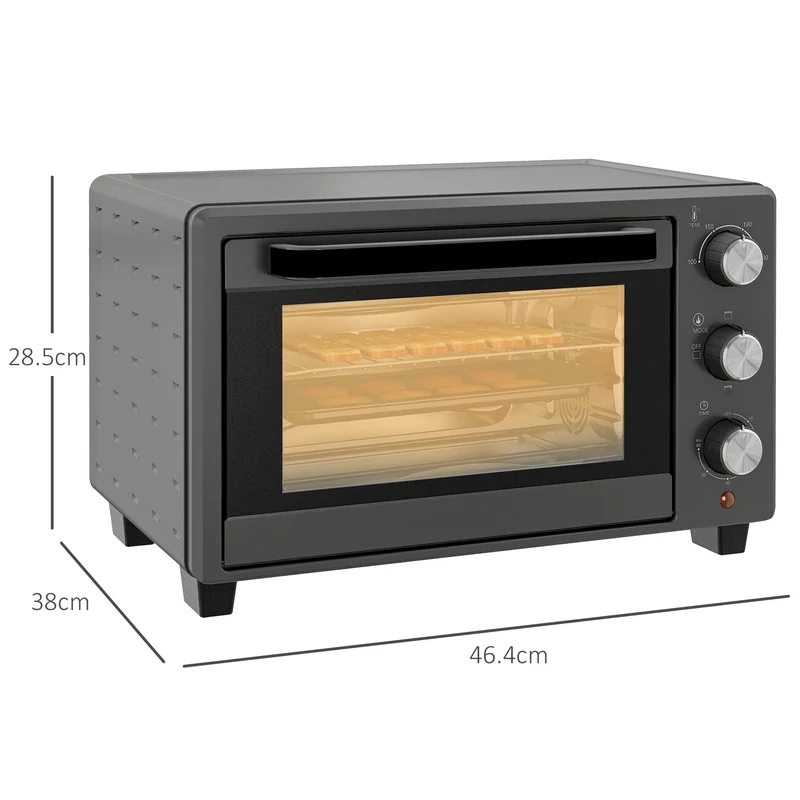 Mini Oven, 21L Countertop Electric Grill with Baking Tray and Wire Rack, 1400W, Grey