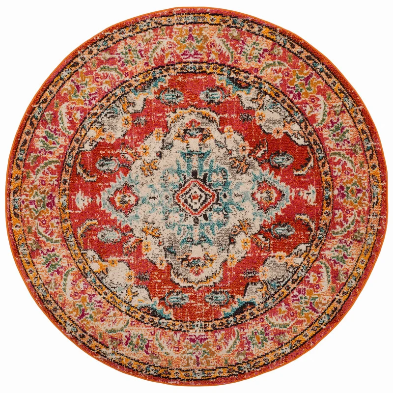 Runder Vintage Floral Teppich