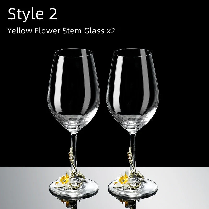 Metallic Flower Crystal Weingläser mit Dekanter Koffer Set | Karnz