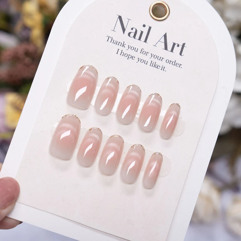 Elegantes Press-On Nail Set mit Marmor-Design