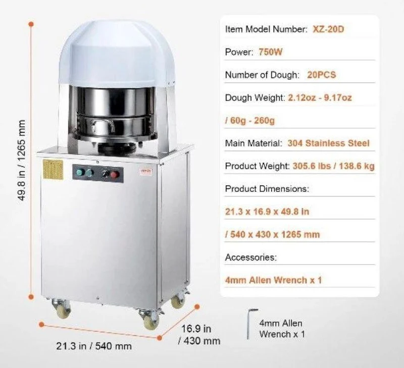 Elektrischer Teigteiler 20 Portionen