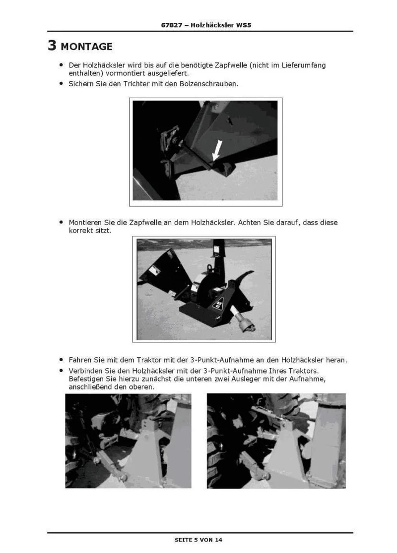 Zapfwellen Holzhäcksler Häcksler 13cm Kat1