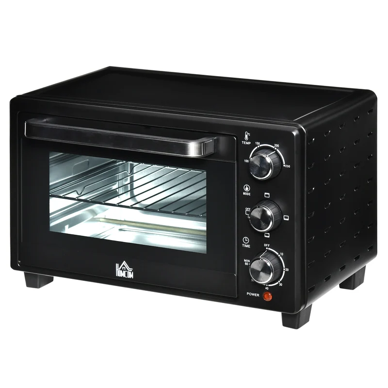 Mini Oven, 21L Countertop Electric Grill with Baking Tray and Wire Rack, 1400W, Black