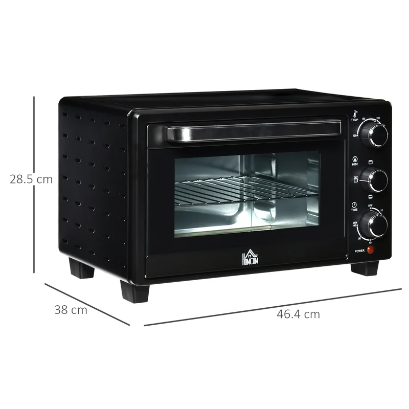 Mini Oven, 21L Countertop Electric Grill with Baking Tray and Wire Rack, 1400W, Black