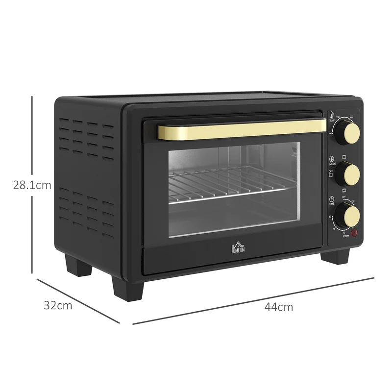 Mini Oven, 16L Countertop Electric Grill with Baking Tray and Wire Rack, 1400W, Black